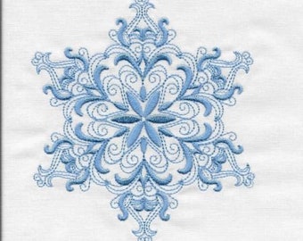 Machine embroidered quilt blocks--Winter Snowflakes-set of 10