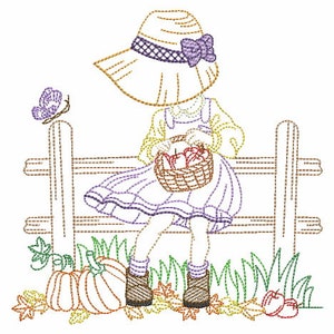 Embroidered  quilt blocks--Sunbonnet Sue set of 10