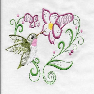 Beautiful embroidered terry cloth adult bib- BRIGHT BEAUTIFUL HUMMINGBIRD
