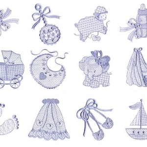 Embroidered  Baby quilt blocks