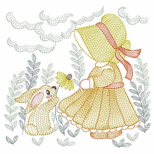 Embroidered  quilt blocks--Sunbonnet Sue  and Friends set of 10