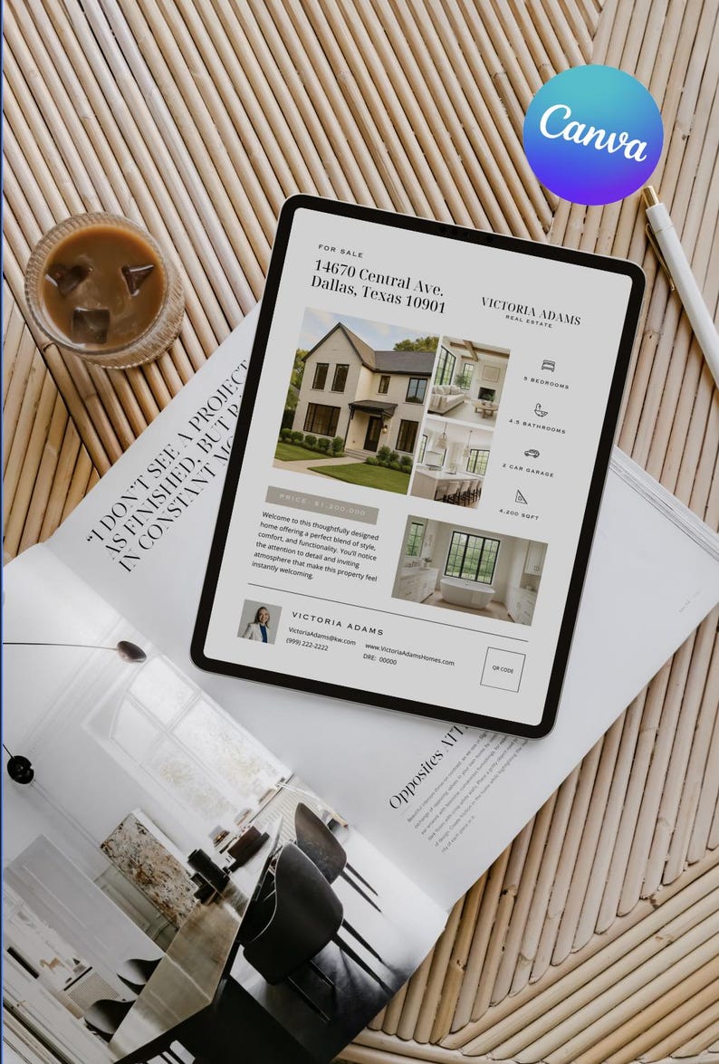 Luxury Real Estate Flyer | Editable Canva Modern Property Marketing ...