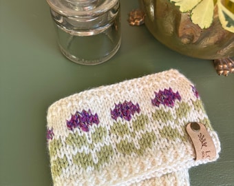 Spring Flowers knitted merino wool ear warmer