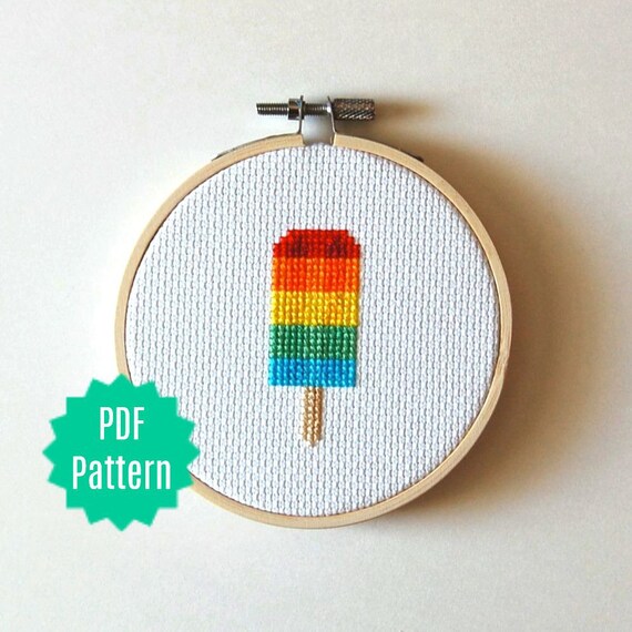 Rainbow Popsicle Cross Stitch Pattern Pdf Digital Download Etsy