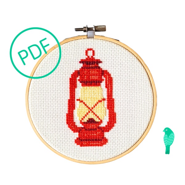 Vintage Lantern Cross Stitch Pattern PDF Digtial Download