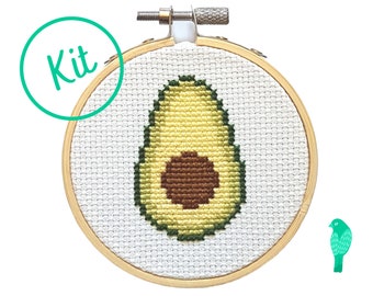 Avocado Cross Stitch Kit | Easy Beginner Embroidery Craft