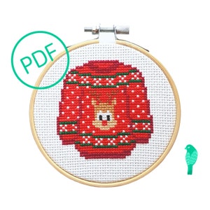 Ugly Christmas Sweater Cross Stitch Pattern PDF Digital Download image 1