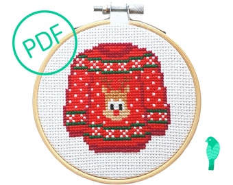 Ugly Christmas Sweater Cross Stitch Pattern PDF Digital Download