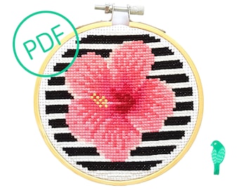 Hibiscus Cross Stitch Pattern PDF