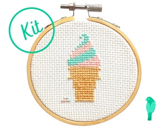 Ice Cream Cone Cross Stitch Kit