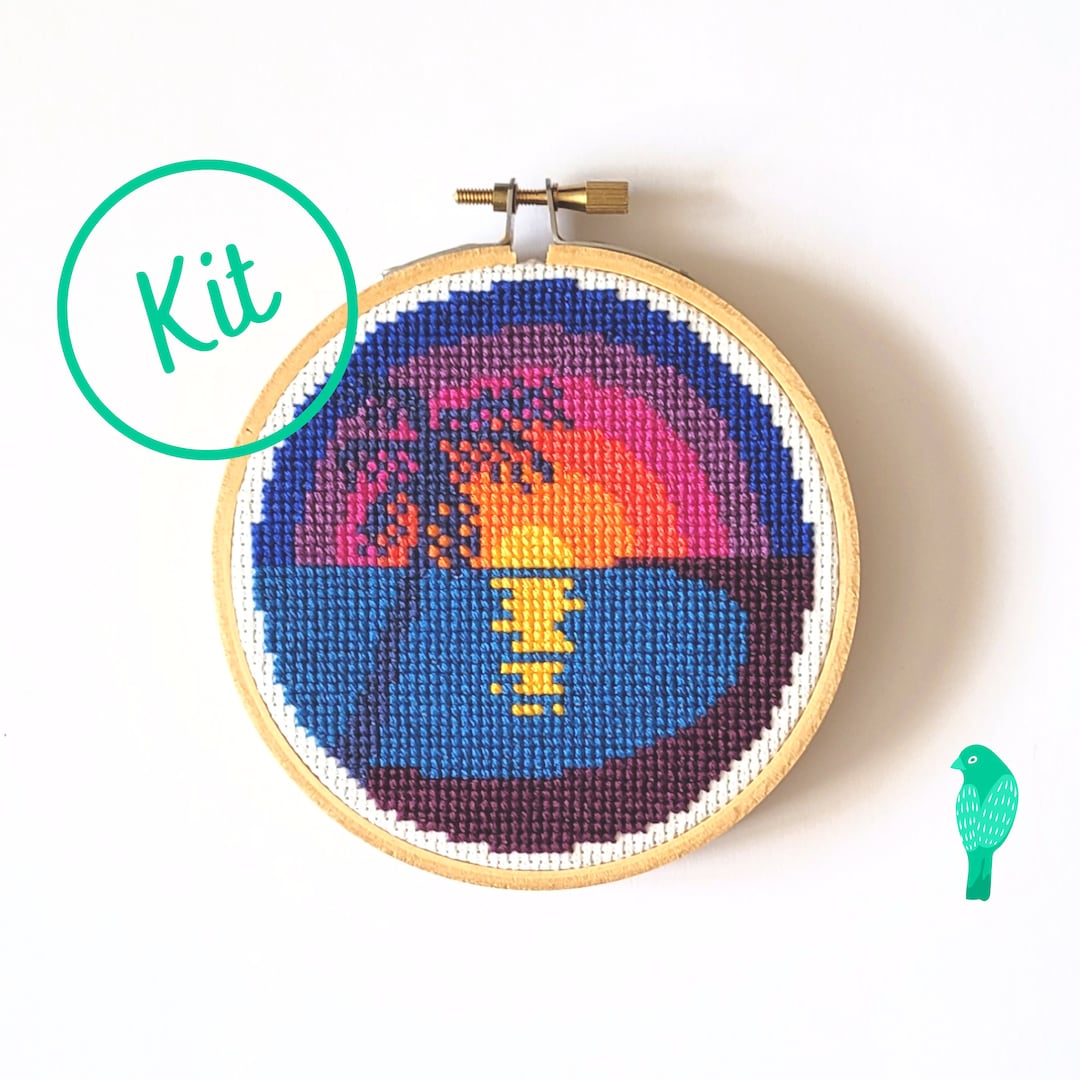 Tropical Beach Sunset Cross Stitch Kit Etsy