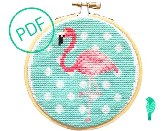 Flamingo Cross Stitch Pattern PDF Digital Download