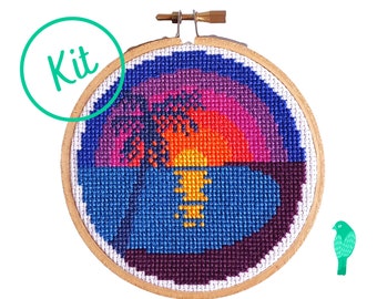 Tropical Beach Sunset Cross Stitch Kit