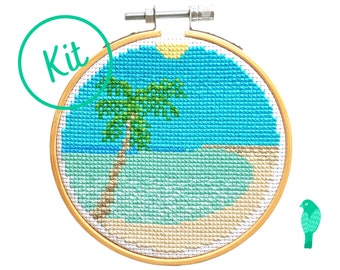 Palm Tree Beach Cross Stitch Kit