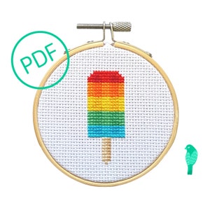 Rainbow Popsicle Cross Stitch Pattern PDF