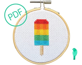 Rainbow Popsicle Cross Stitch Pattern PDF