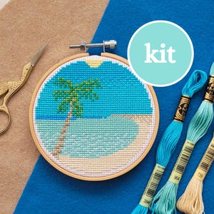 Palm Tree Beach Cross Stitch Kit