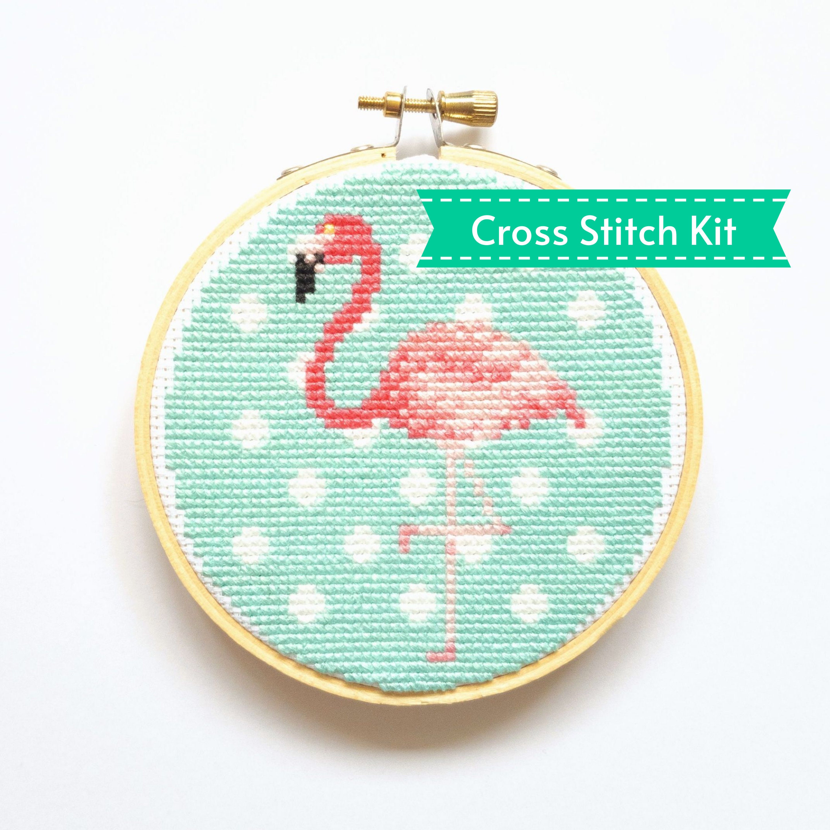 Flamingo Cross Stitch Kit Easy Beginner Embroidery Craft - Etsy