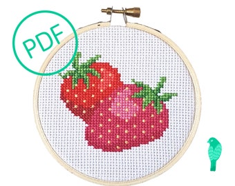 Strawberries Cross Stitch Pattern PDF Digital Download