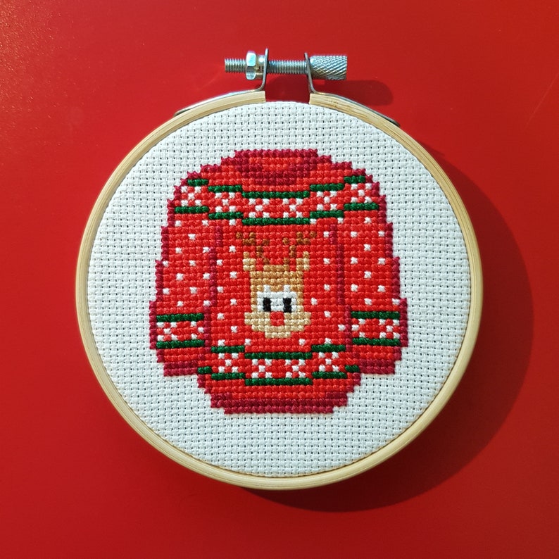 Ugly Christmas Sweater Cross Stitch Pattern PDF Digital Download image 2