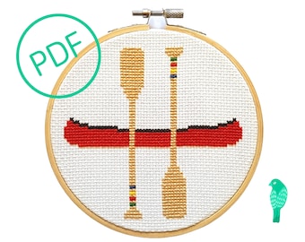 Canoe and Paddles Cross Stitch Pattern PDF Digital Download