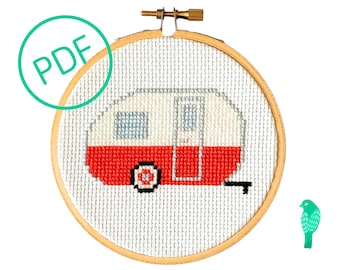 Vintage Camper Cross Stitch Pattern PDF Digital Download