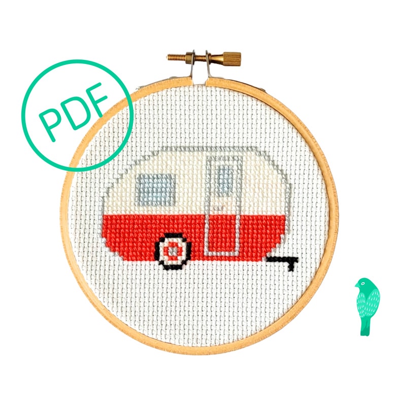 Vintage Camper Cross Stitch Pattern PDF Digital Download image 1