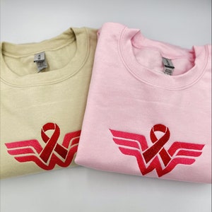 Geborduurd Kankerlint Wonder Sweatshirt Cancer Survivor Hoodie Cancer Warrior Shirt Borstkanker Shirts Fighter Cancer Awareness Shirts