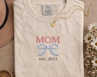 Shirt geborduurde moeder, bijpassende nieuwe moeder en oma cadeau, Moederdag zwangerschap onthullen, geborduurd Mama Gigi-shirt