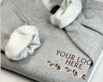 Personalized Pocket Logo Embroidery Sweatshirt, Customized Your Design Outfit, Company Logo Gifts, Embroidered Custom Logo Hoodie