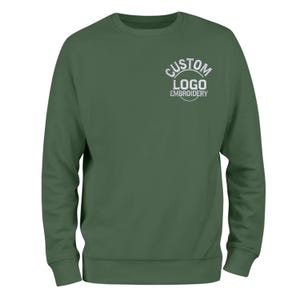 Custom Business Logo Embroidery Sweatshirt, Custom Text Embroidered Tee, Personalized Logo Text Crewneck