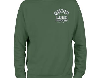 Felpa con ricamo del logo aziendale personalizzato, maglietta con ricamo del testo personalizzato, girocollo con testo e logo personalizzato