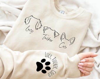Custom Dog Ears Sweatshirt, Dog Mom Sweatshirt, Dog Lover Sweatshirt, Dog People Sweatshirt, New Dog Owner Sweatshirt, DTF Printed Tee