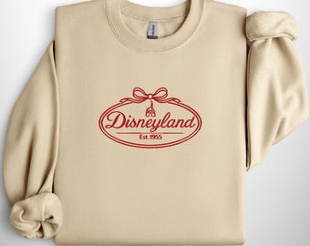 Embroidered Disneyland Sweatshirt, Cute Embroidery Matching Tee, Disneyland Trip Crewneck, Disneyland Est 1955 Sweatshirt