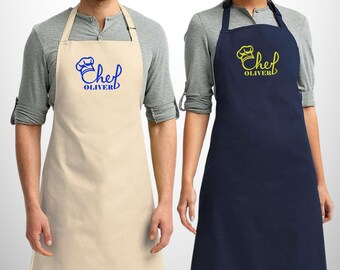 Embroidered Personalized Chef Apron, Kitchen Wear for Restaurants & Home Cooking, Chef Name Embroidery Apron