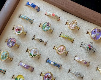 Boîte aveugle à bagues mystère | Bagues réglables en argent et plaqué or | Cadeau surprise bijoux pour elle