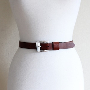 Vintage 1990s Kenneth Cole Brown Leather Belt with Silver Buckle