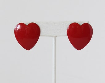 Vintage Large Red Heart Post Earrings