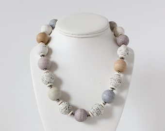 Vintage Multicolor Pastel Bead Statement Necklace