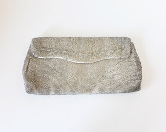 Vintage Sharonee Silver Beaded Clutch