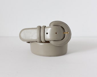 Vintage Liz Claiborne Taupe Leather Belt with Leather Covered Buckle