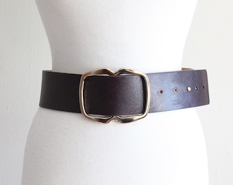 Vintage 1990s Banana Republic Brown Leather Wide Belt - Etsy display picture 2