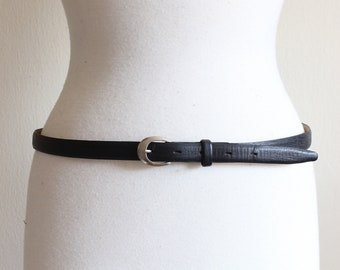 Vintage Hickok Pioneer Black Leather Skinny Belt