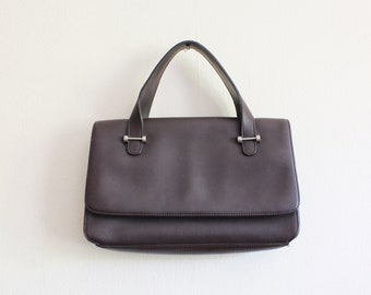 Vintage 1990s Brown Leather Top Handle Bag