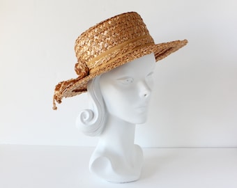Vintage French Room Caramel Cellophane Straw Hat