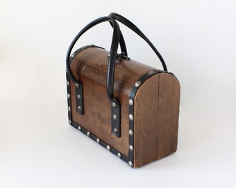 Vintage Wooden Treasure Chest Box Bag