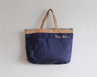 Vintage 1980s Navy Blue Canvas 'The Brief' Tote Bag