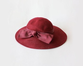 Georgi Vintage‎ Wool Felt Hat Women\'s Red Upturned Brim Purple Trim USA NEW Georgi Vintage Wool Felt Hat Women main image 4