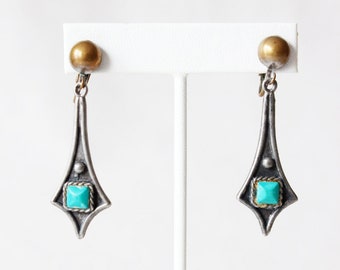 Vintage 1950s Sancrest Faux Turquoise Dangle Earrings