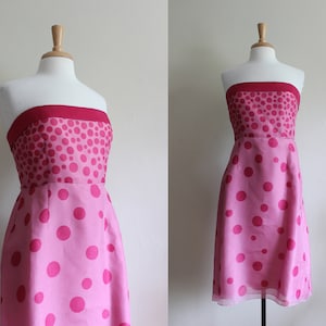 Vintage Y2K Kay Unger Pink Polka Dot Strapless Dress image 1